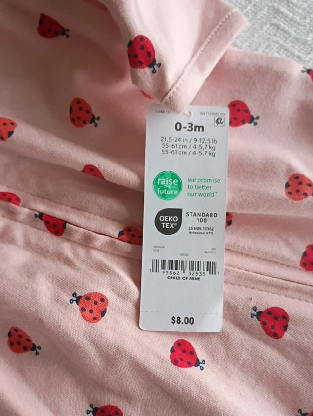 Carter's Pink Ladybug Footed Zip One-Piece